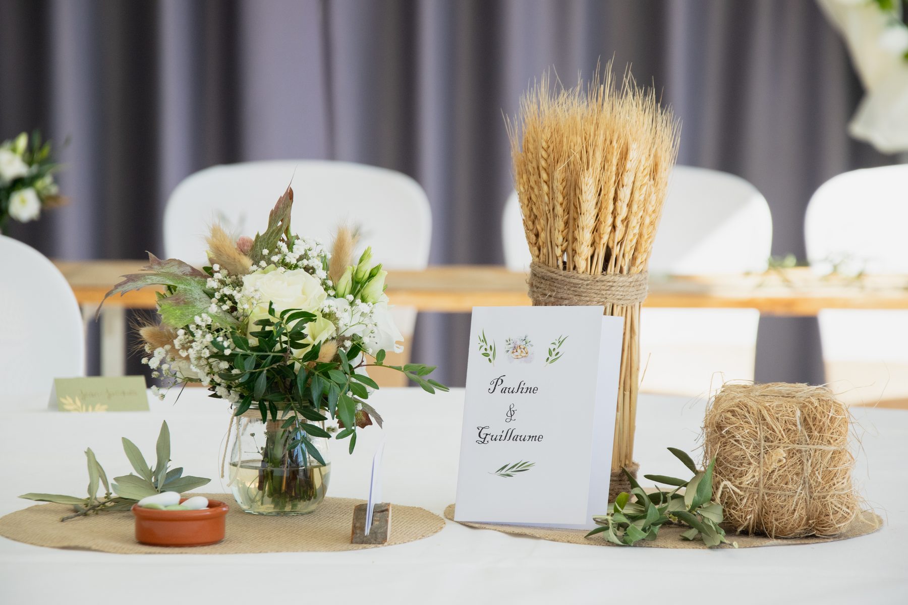 Décoration de table de réception champêtre